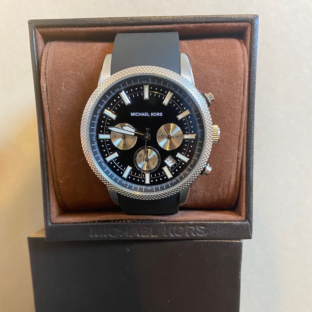 Michael Kors oversized Hutton silver-tone watch